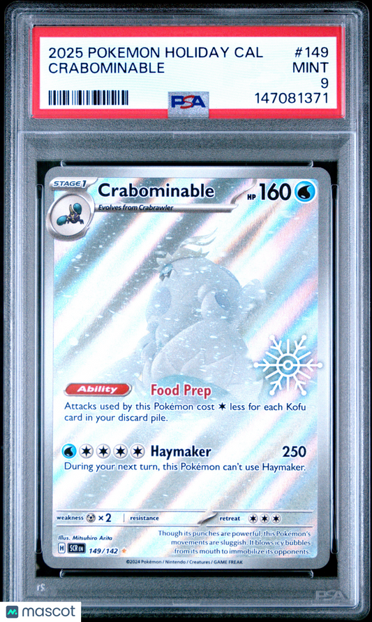 2025 Pokemon Holiday Calendar Crabominable #149 PSA 9