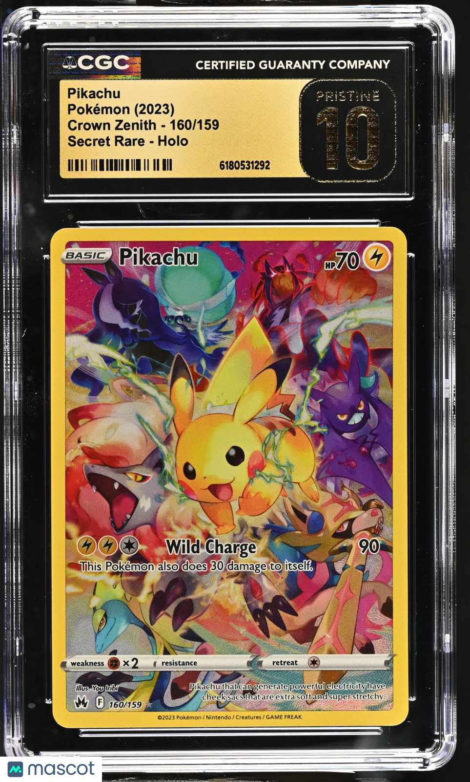2023 Pokemon Crown Zenith Pikachu #160/159 Secret Rare CGC 10