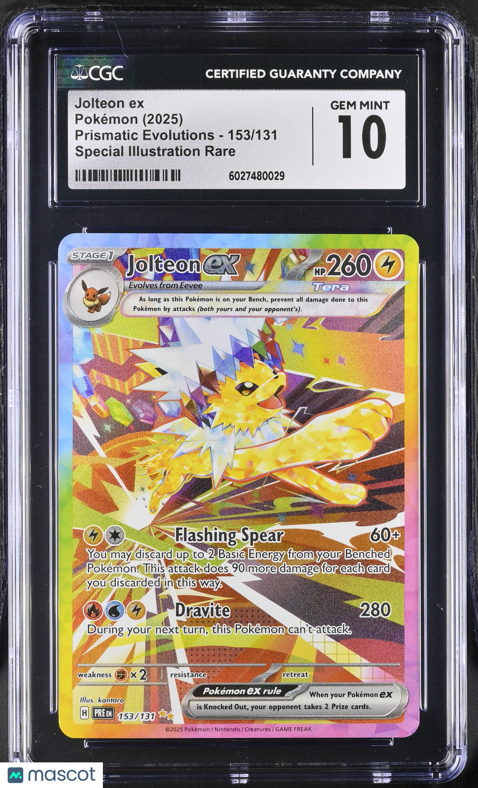 2025 Pokemon Prismatic Evolutions Jolteon ex #153/131 CGC 10