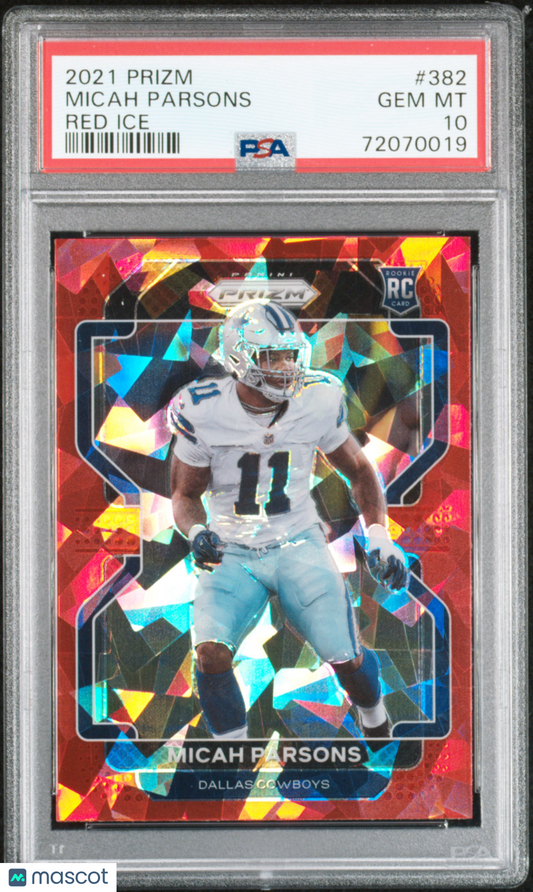 2021 Panini Prizm Micah Parsons #382 Red Ice PSA 10