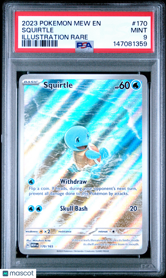 2023 Pokemon Mew EN-151 Squirtle #170 Illustration Rare PSA 9