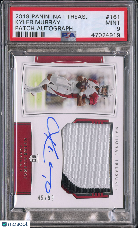 2019 Panini National Treasures Kyler Murray #161 Patch Autograph /99 PSA 9
