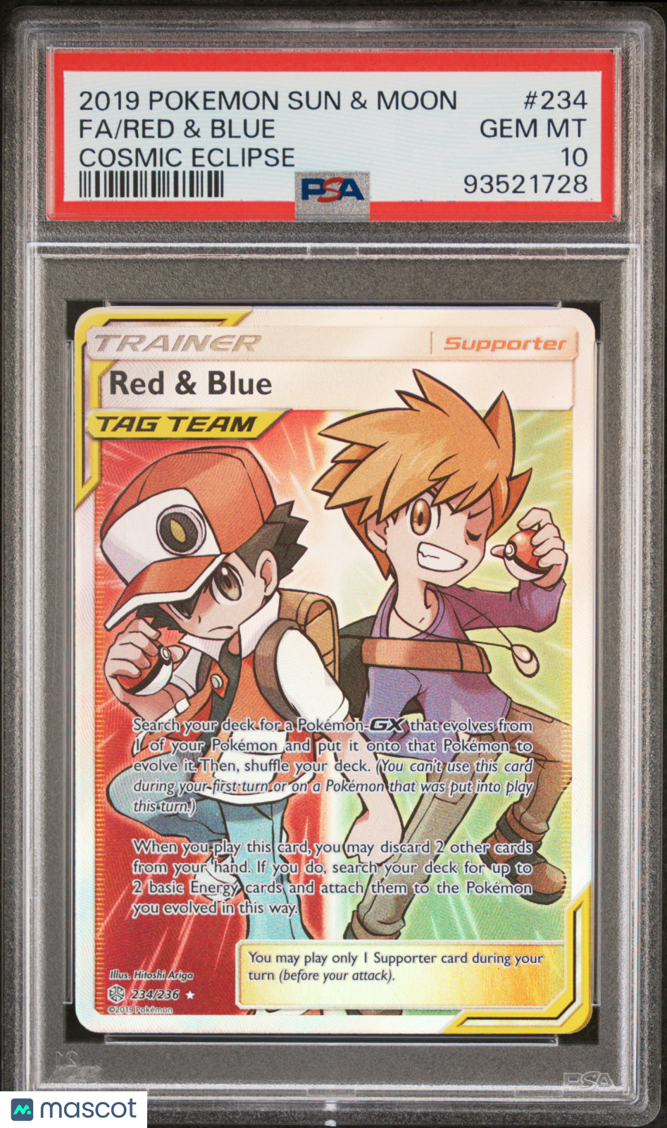2019 Pokemon Sun & Moon Cosmic Eclipse Red & Blue #234 Fa Cosmic Eclipse PSA 10
