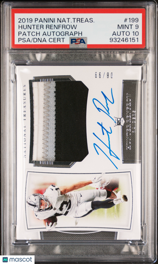 2019 Panini National Treasures Hunter Renfrow #199 Patch Autograph PSA 9 Auto 10
