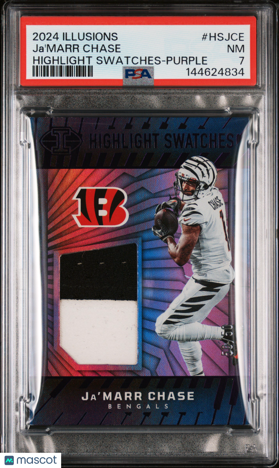 2024 Panini Illusions Highlight Swatches Ja'marr Chase #HSJCE Purple PSA 7