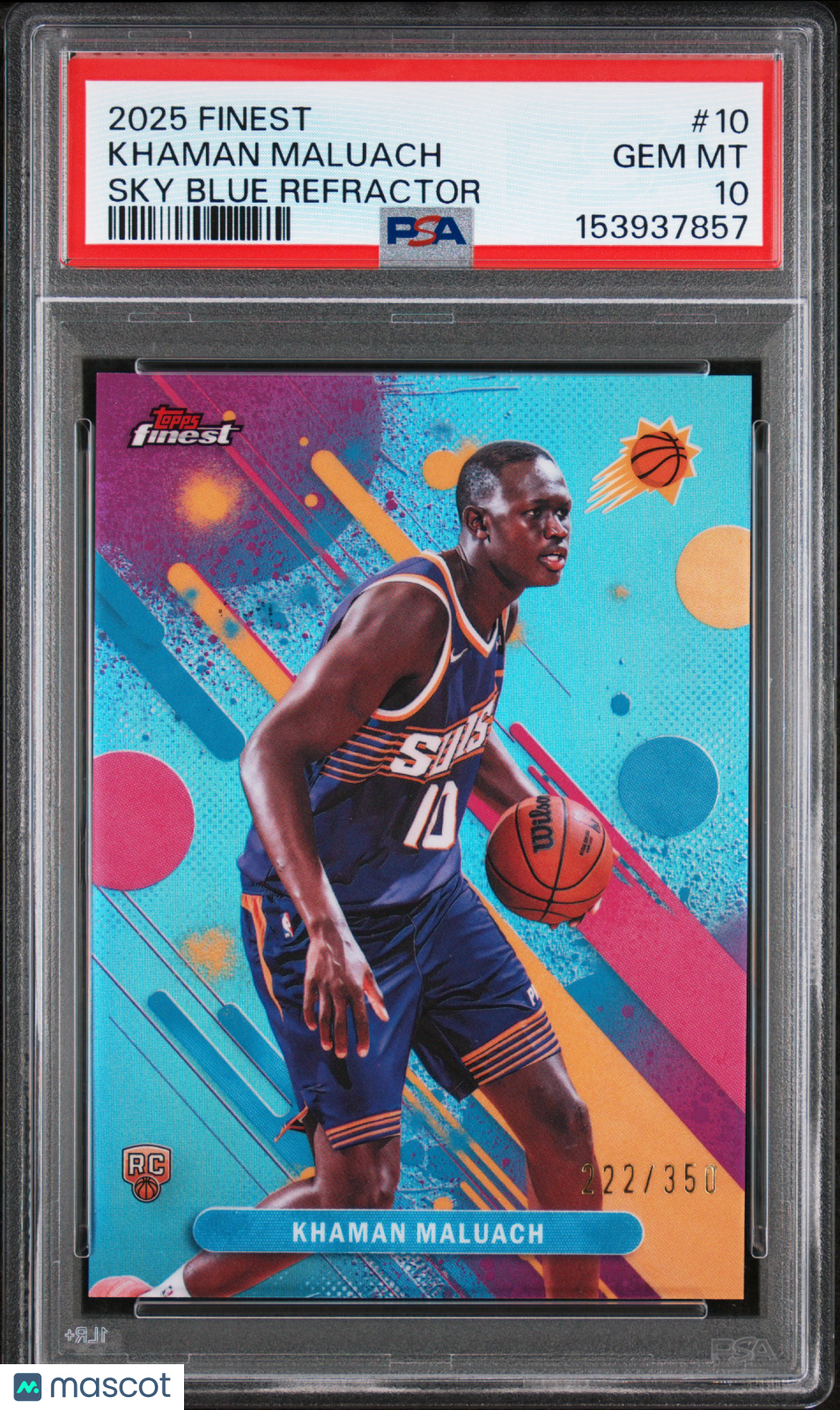 2025 Topps Finest Khaman Maluach #10 Sky Blue Refractor PSA 10