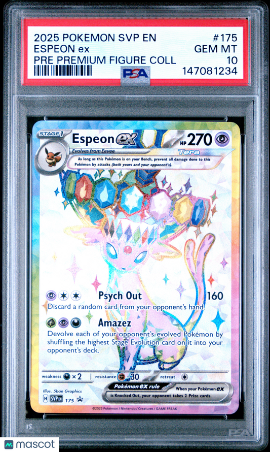 2025 Pokemon SVP EN-SV Black Star Promo Espeon EX #175 Pre Premium Figure Coll PSA 10