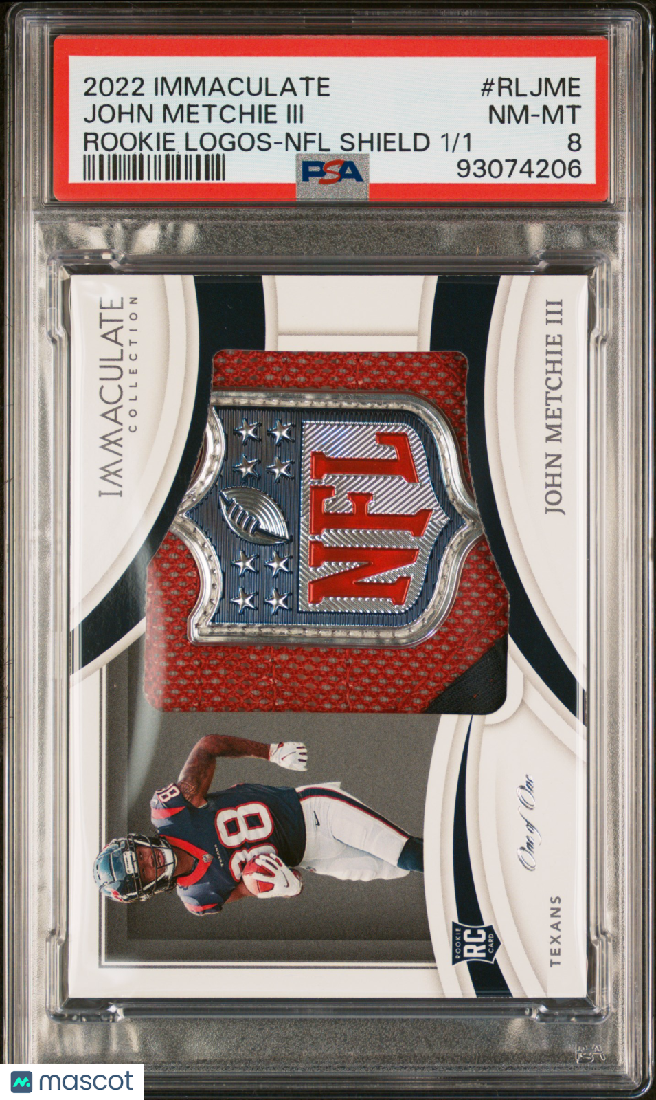 2022 Immaculate John Metchie III #RLJME Rookie Logos NFL Shield PSA 8 RPA