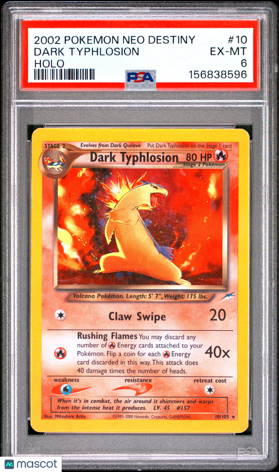 2002 Pokemon Neo Destiny Dark Typhlosion #10 Holo PSA 6