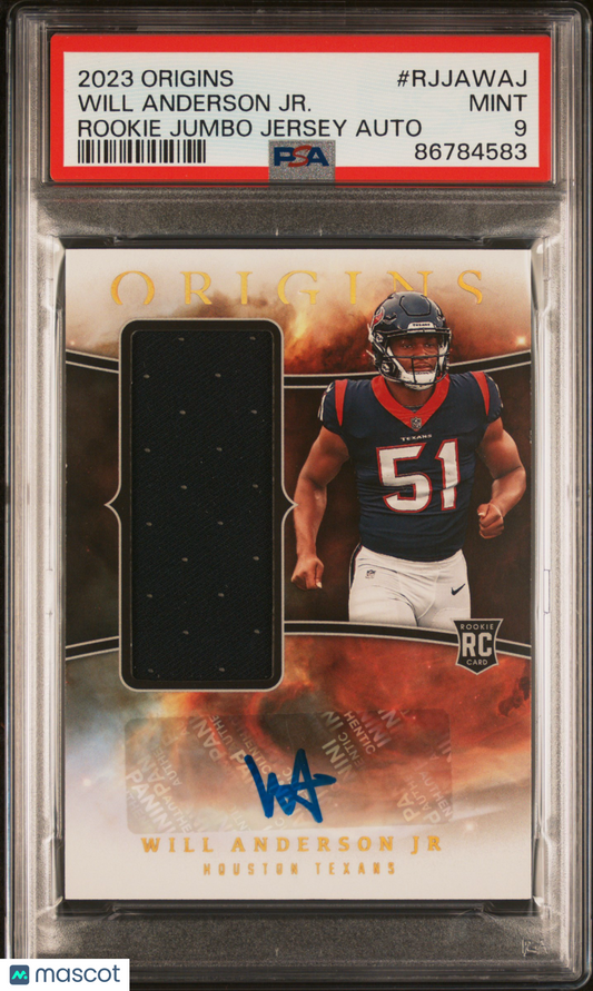 2023 Panini Origins Rookie Jumbo Jersey Autographs Will Anderson JR. #RJJAWAJ PSA 9