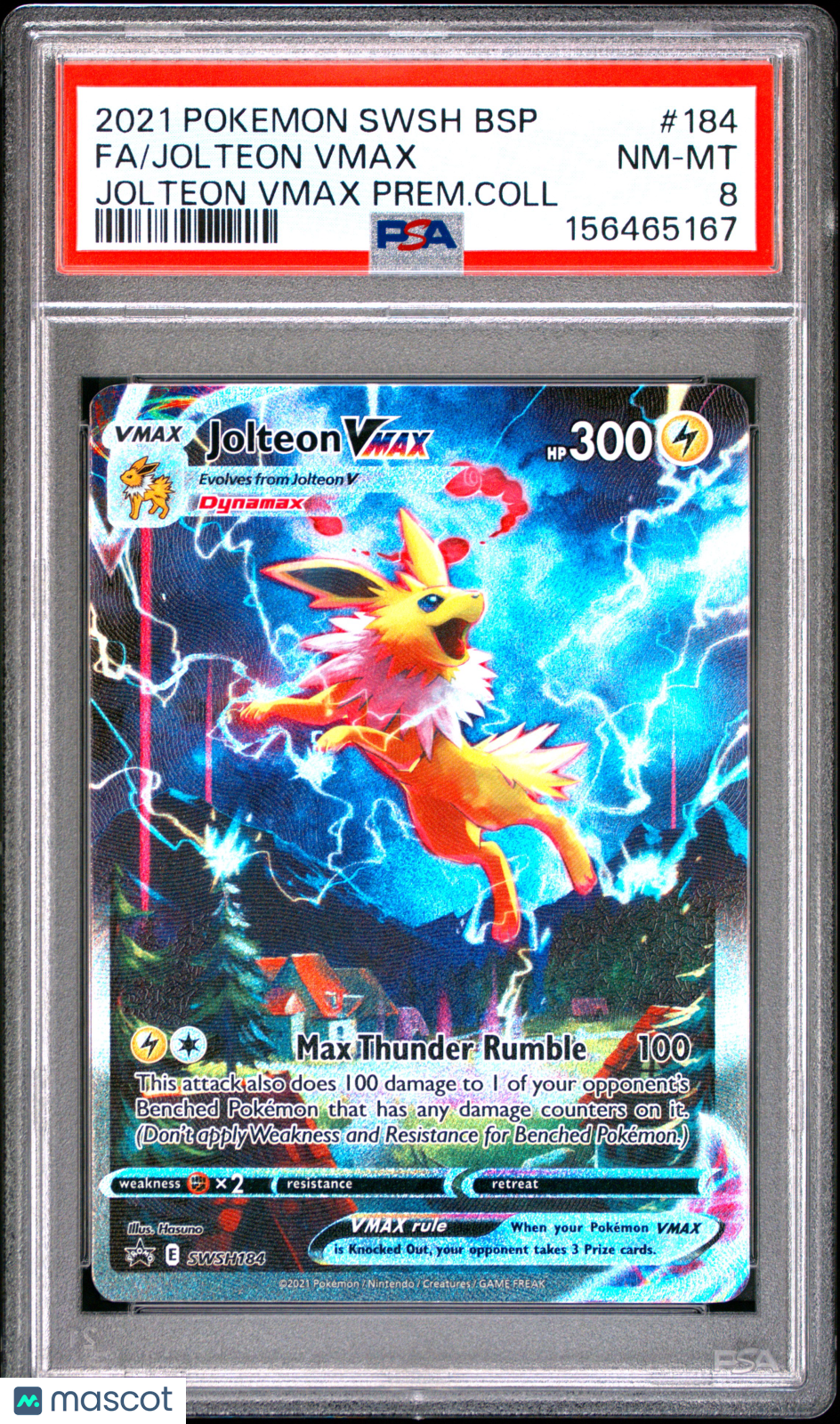 2021 Pokemon Swsh Black Star Promo Jolteon VMAX #184 PSA 8