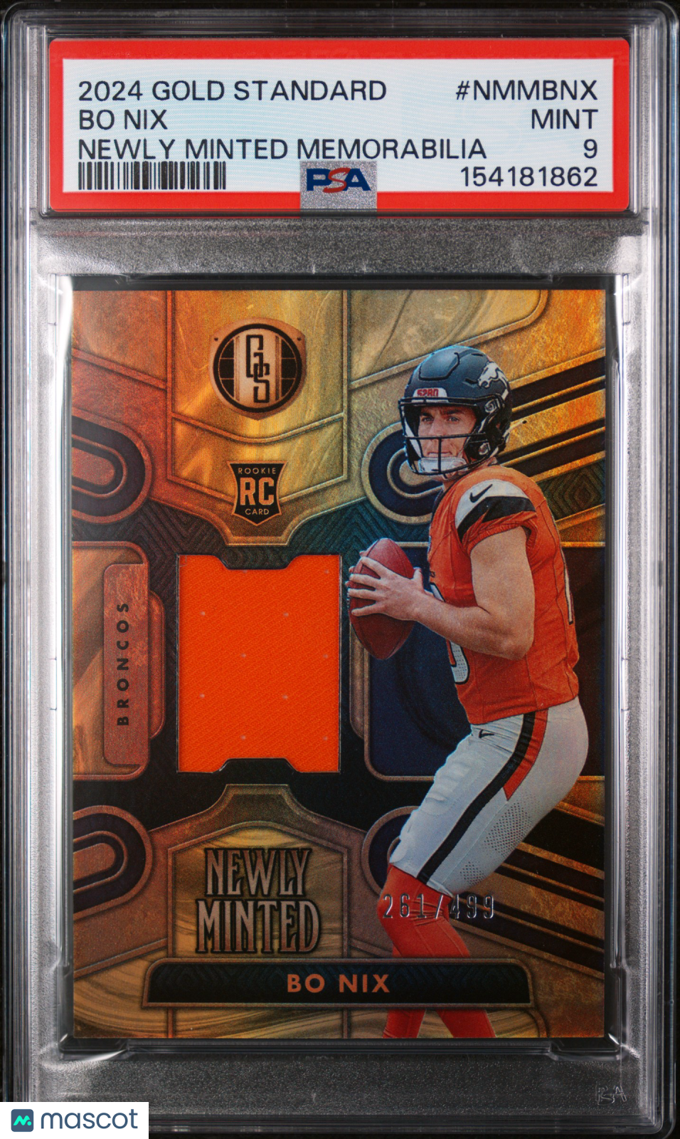 2024 Panini Gold Standard Newly Minted Memorabilia Bo Nix #NMMBNX PSA 9