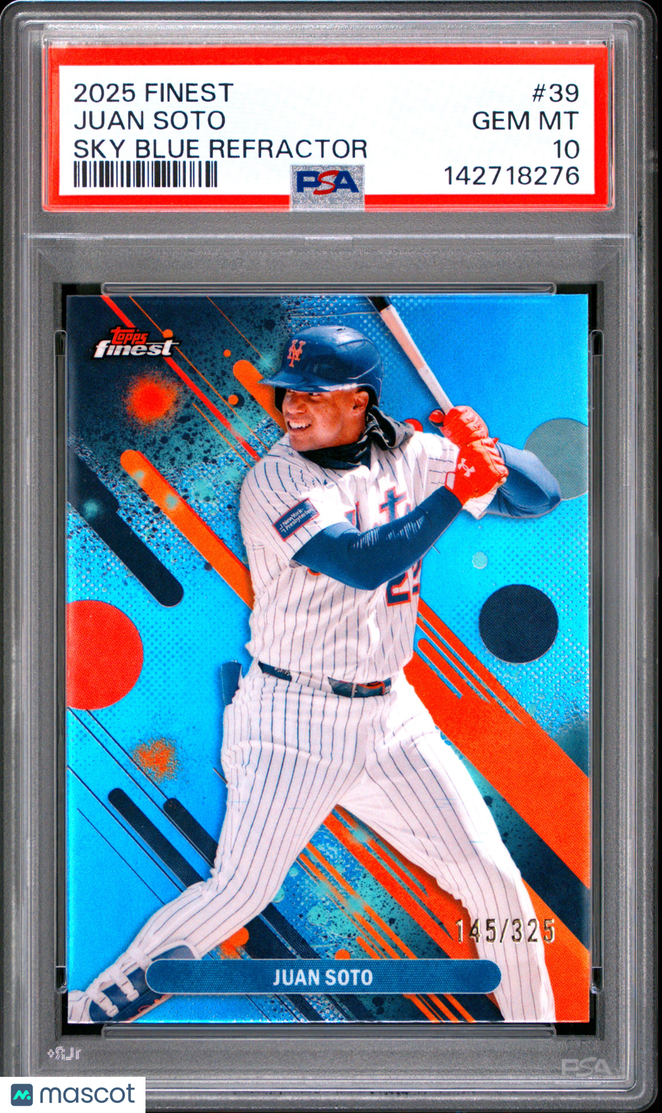2025 Topps Finest Juan Soto #39 Sky Blue Refractor PSA 10