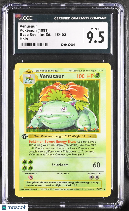 1999 Pokemon Base Set Venusaur #15/102 1st Edition CGC 9.5