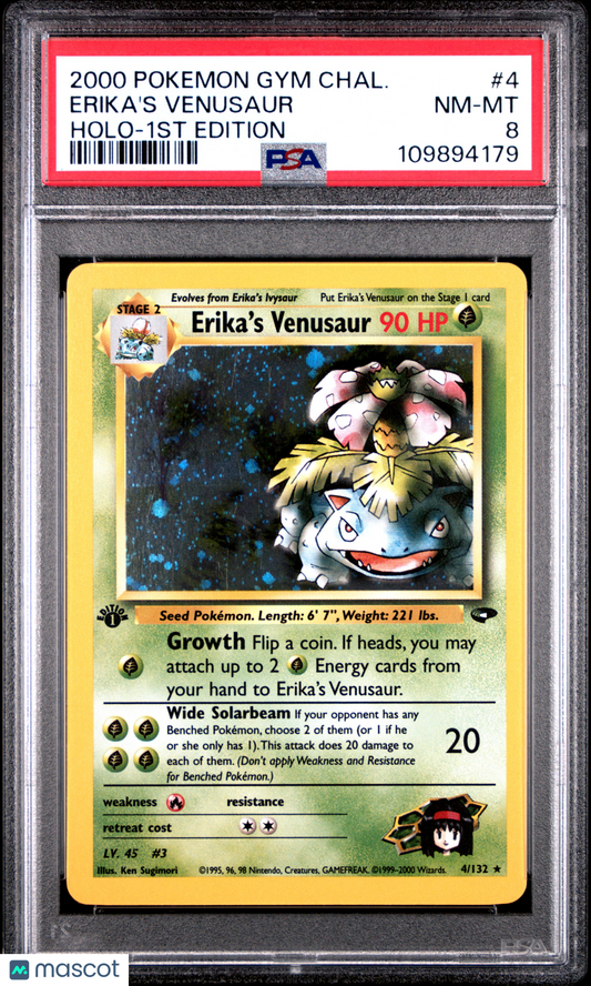 2000 Pokemon Gym Challenge Erika's Venusaur #4 Holo-1st Edition PSA 8