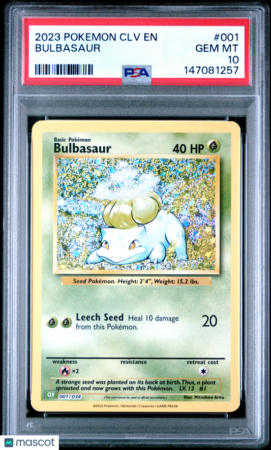 2023 Pokemon CLV-Trading Card Game Classic Venusaur & Lugia EX Deck Bulbasaur #001 PSA 10