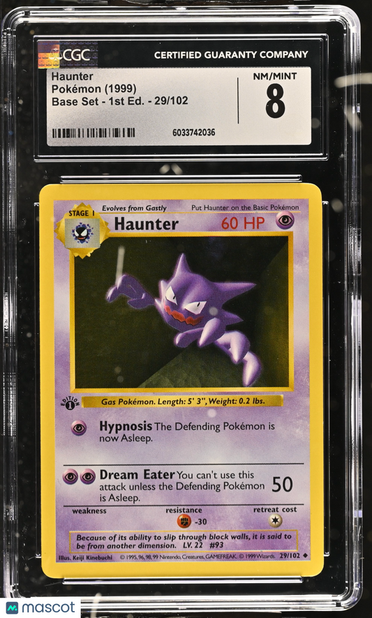 1999 Pokemon Base Set Haunter #29/102 1st Edition CGC 8