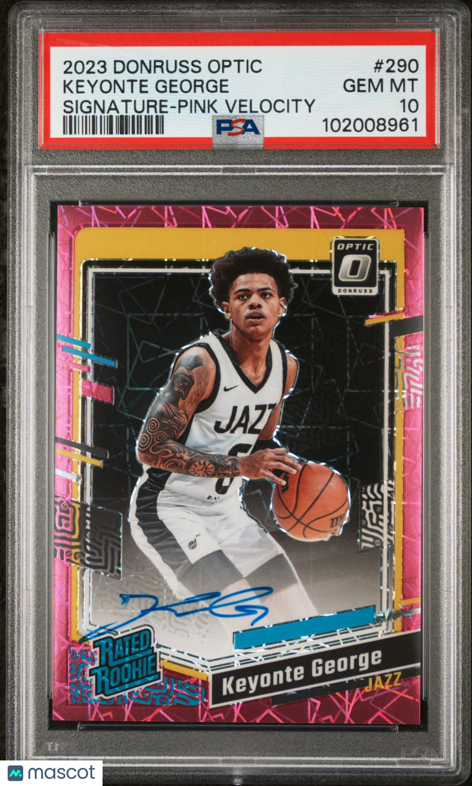 2023 Panini Donruss Optic Keyonte George #290 Signature Pink Velocity PSA 10