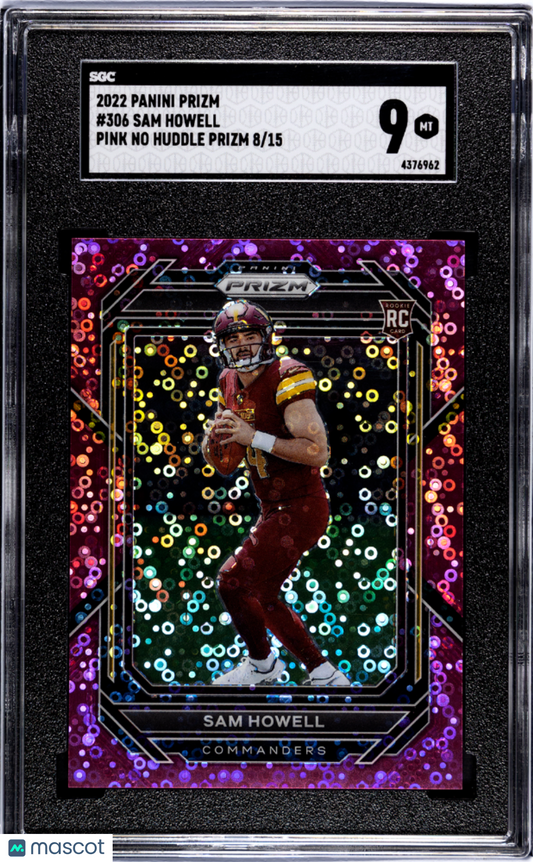2022 Panini Prizm Sam Howell #306 Pink No Huddle SGC 9