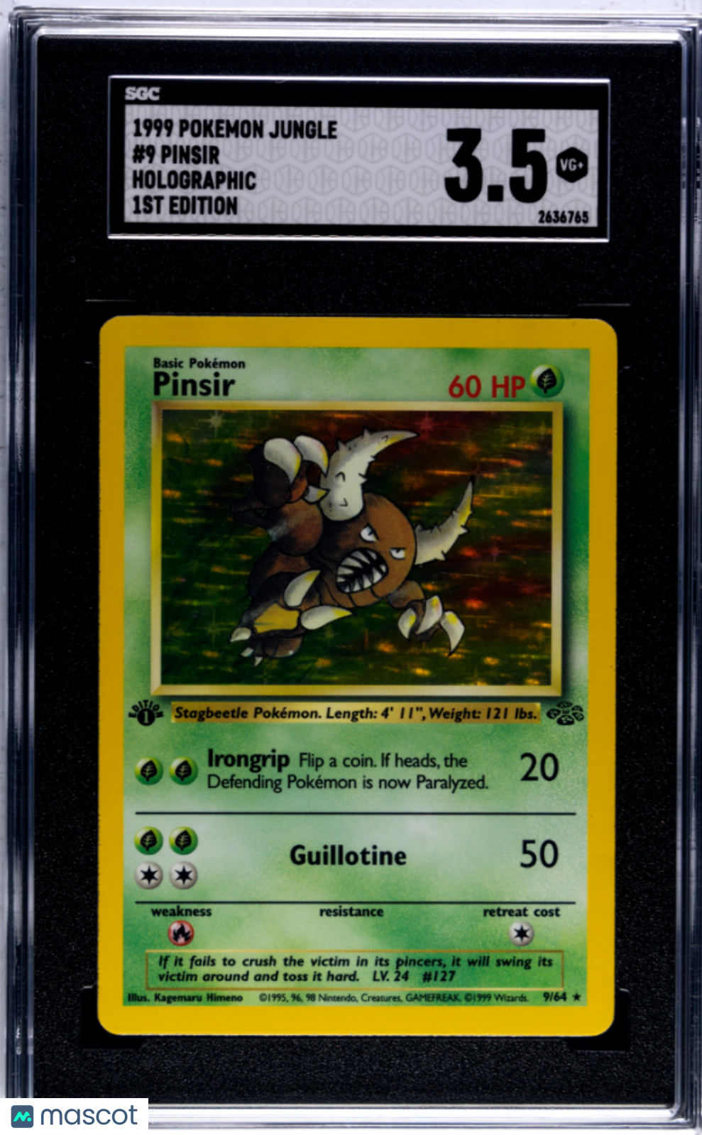 1999 Pokemon Jungle Pinsir #9 SGC 3.5