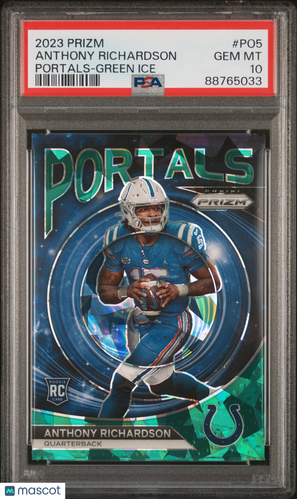 Panini 2023 Prizm Portals Anthony Richardson #PO5 Green Ice PSA 10