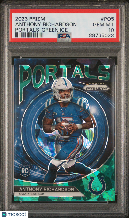 Panini 2023 Prizm Portals Anthony Richardson #PO5 Green Ice PSA 10