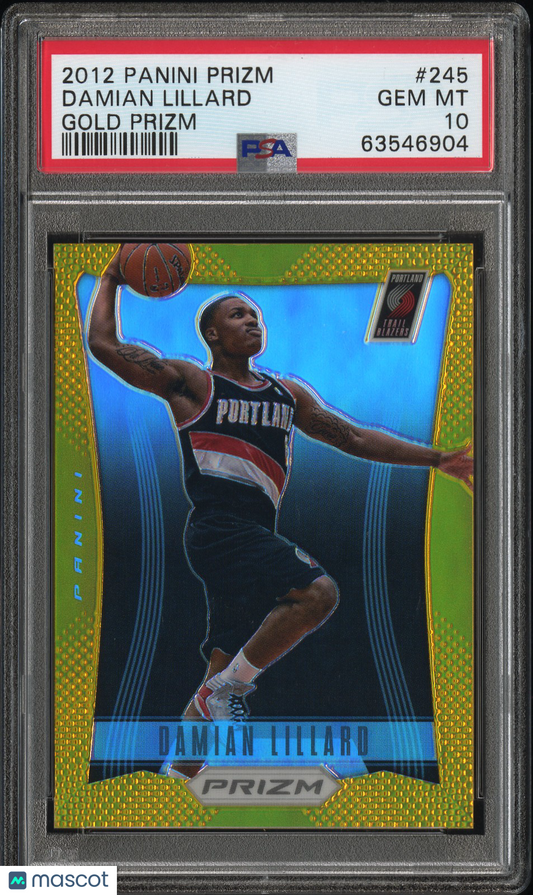 2012 Panini Prizm Damian Lillard #245 Gold Prizm /10 PSA 10