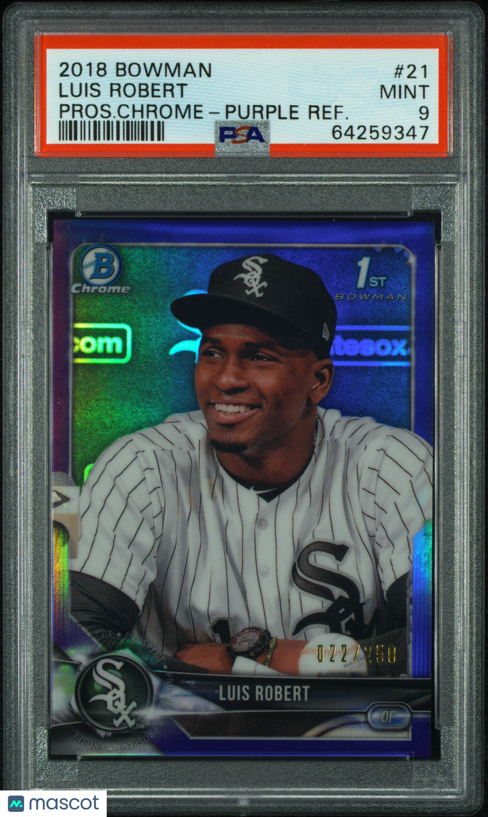2018 Bowman Prospects Chrome Luis Robert #21 Purple Refractor PSA 9