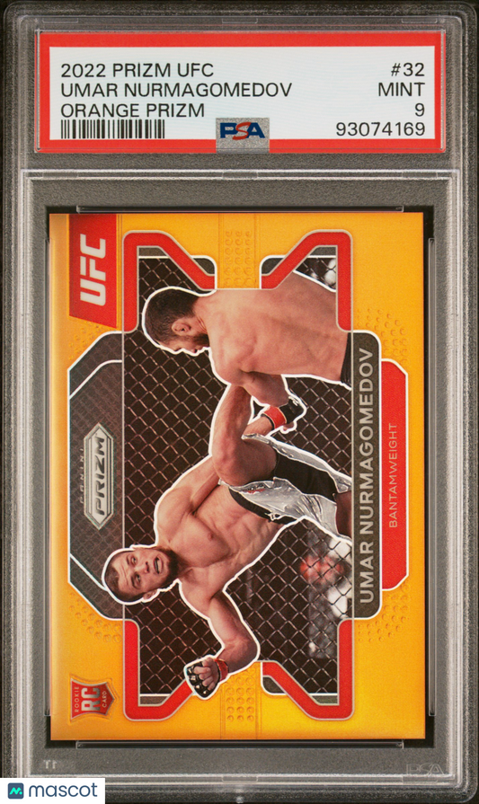 2022 Panini Prizm UFC Umar Nurmagomedov #32 Orange PSA 9