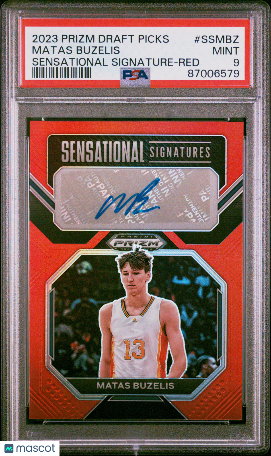2023 Panini Prizm Draft Picks Sensational Signature Matas Buzelis #SSMBZ Red PSA 9