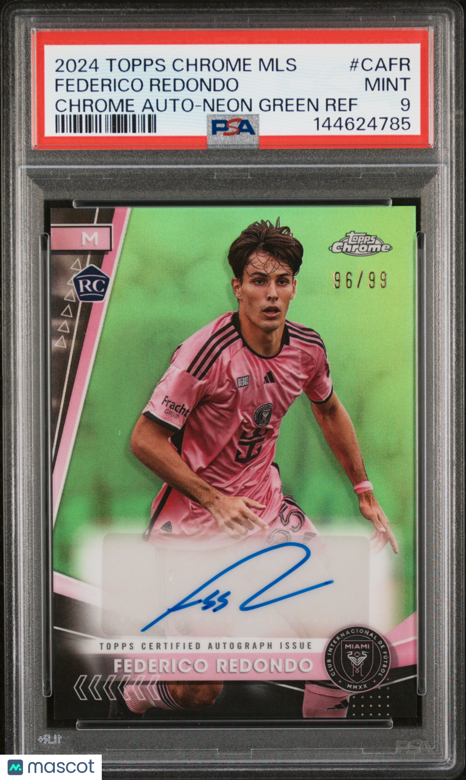 2024 Topps Chrome MLS Chrome Autographs Federico Redondo #CAFR Neon Green Ref PSA 9
