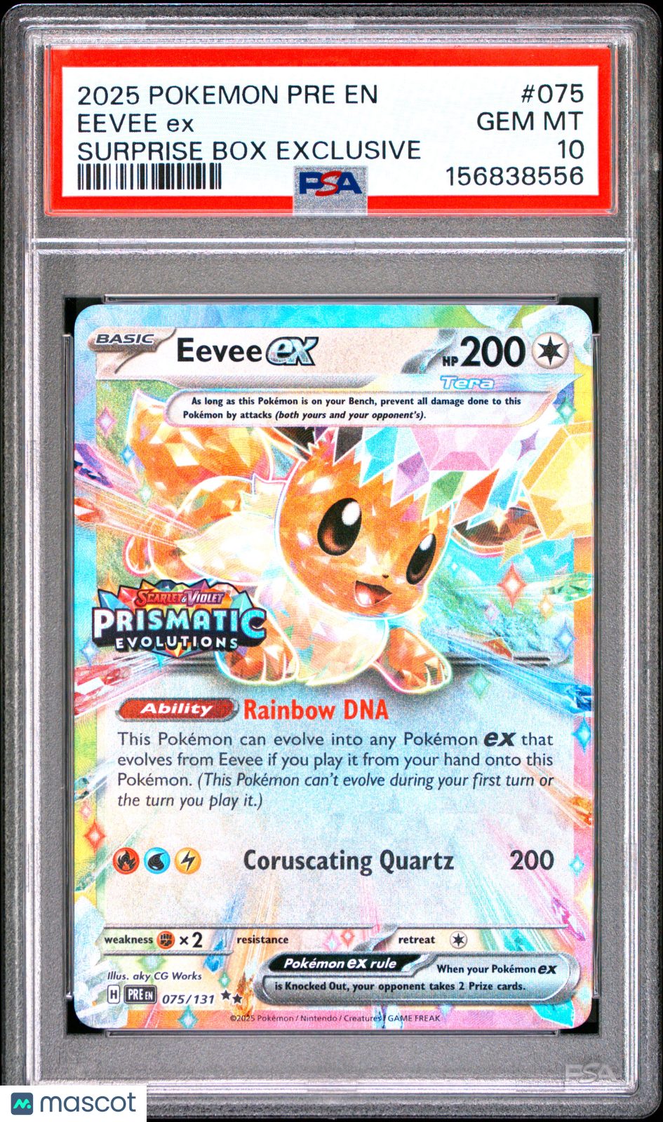 2025 Pokemon Pre EN-Prismatic Evolutions Eevee EX #075 PSA 10
