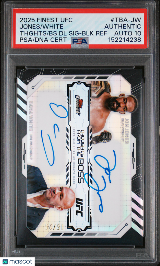 2025 Topps Finest UFC Dual Signatures Jon Jones Dana White #TBA-JW /25