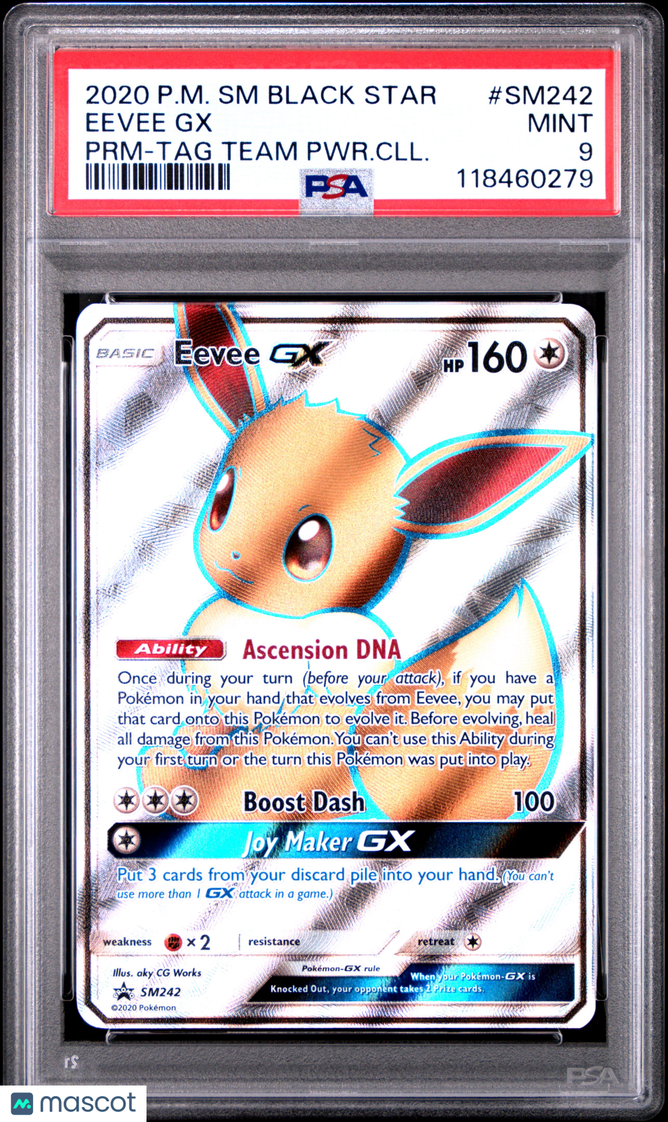 2020 Pokemon SM Black Star Promo Eevee GX #SM242 PRM-TAG Team PWR.CLL. PSA 9