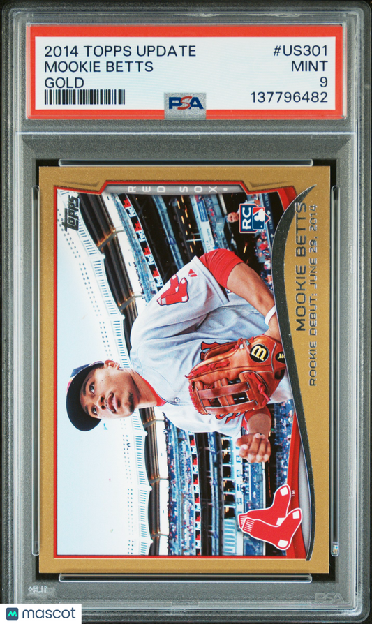 2014 Topps Update Mookie Betts #US301 Gold PSA 9