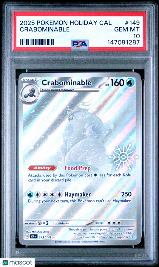 2025 Pokemon Holiday Calendar Crabominable #149 PSA 10