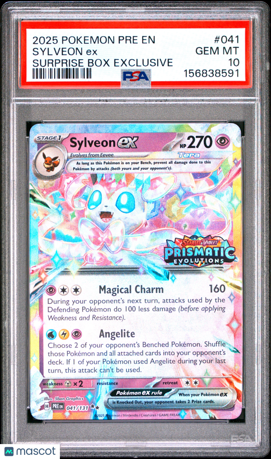 2025 Pokemon Pre EN-Prismatic Evolutions Sylveon EX #041 PSA 10