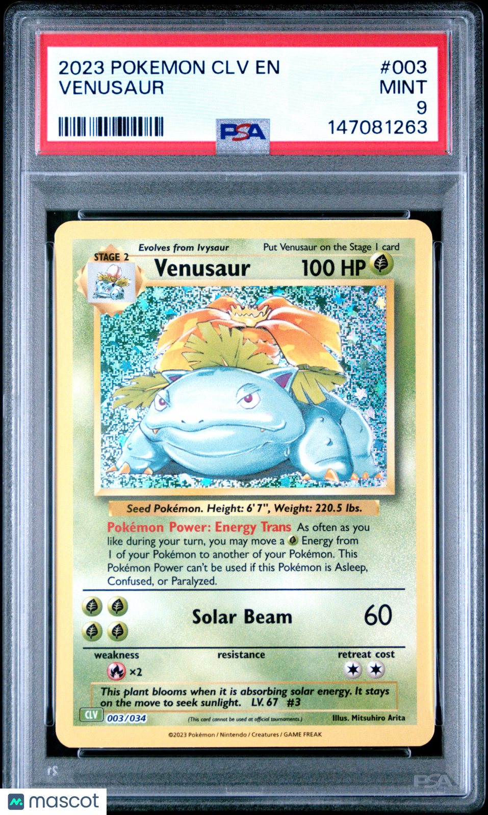 2023 Pokemon CLV-Trading Card Game Classic Venusaur & Lugia EX Deck Venusaur #003 PSA 9