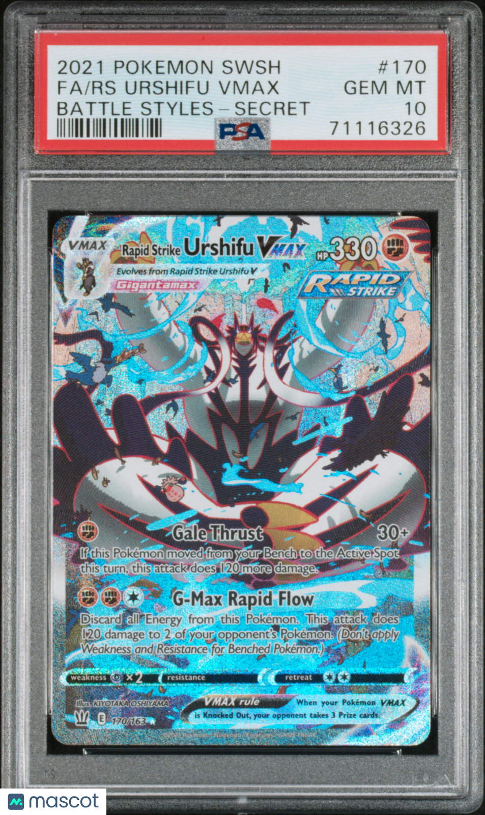 2021 Pokemon Sword & Shield Battle Styles RS Urshifu VMAX #170 PSA 10