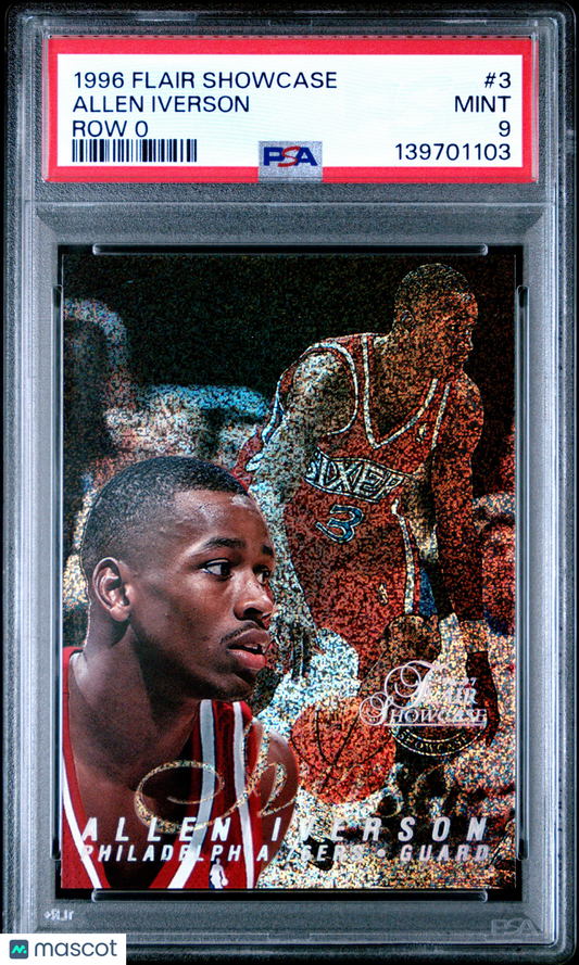 1996 Flair Showcase Allen Iverson #3 Row 0 PSA 9
