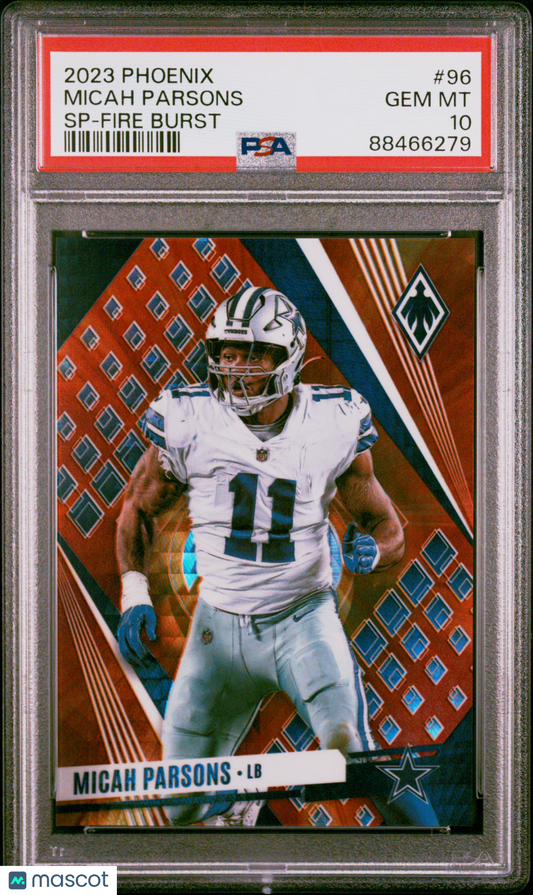 2023 Panini Phoenix Micah Parsons #96 SP Fire Burst PSA 10