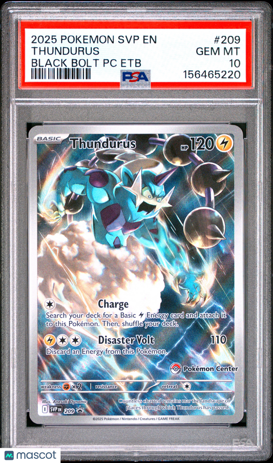 2025 Pokemon SVP EN-SV Black Star Promo Thundurus #209 Black Bolt PC Etb PSA 10