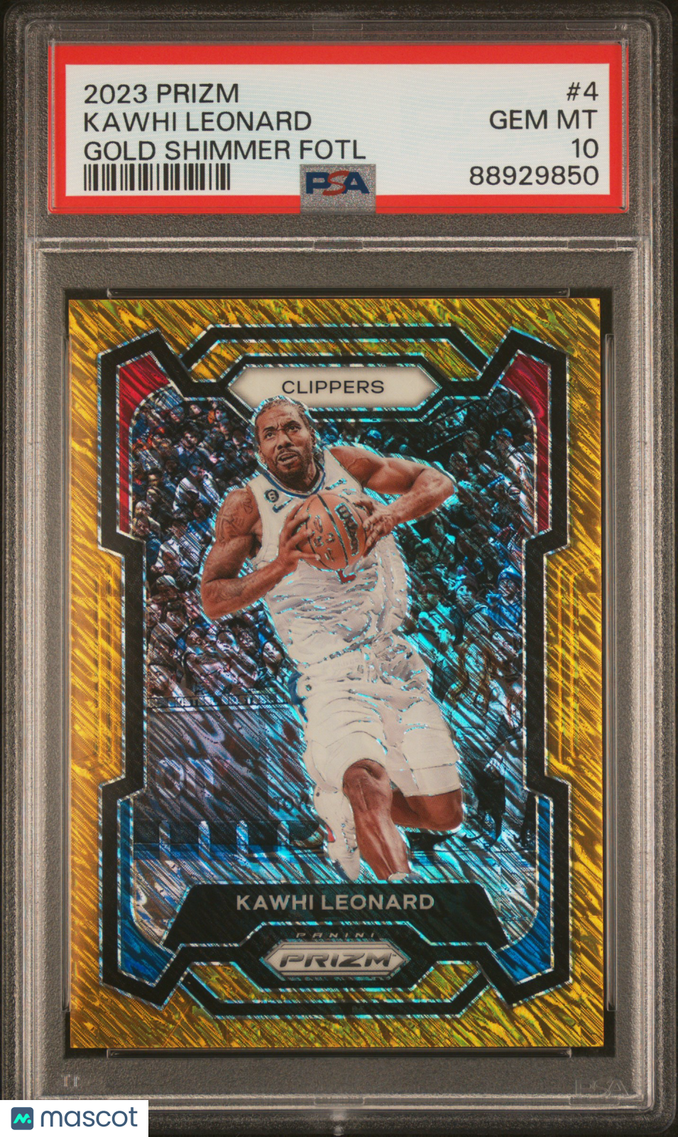 2023 Panini Prizm Kawhi Leonard #4 Gold Shimmer Fotl PSA 10
