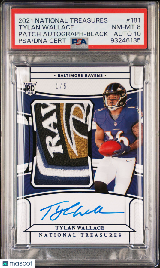 2021 National Treasures Tylan Wallace #181 Rookie Patch Auto Black PSA 8 RPA