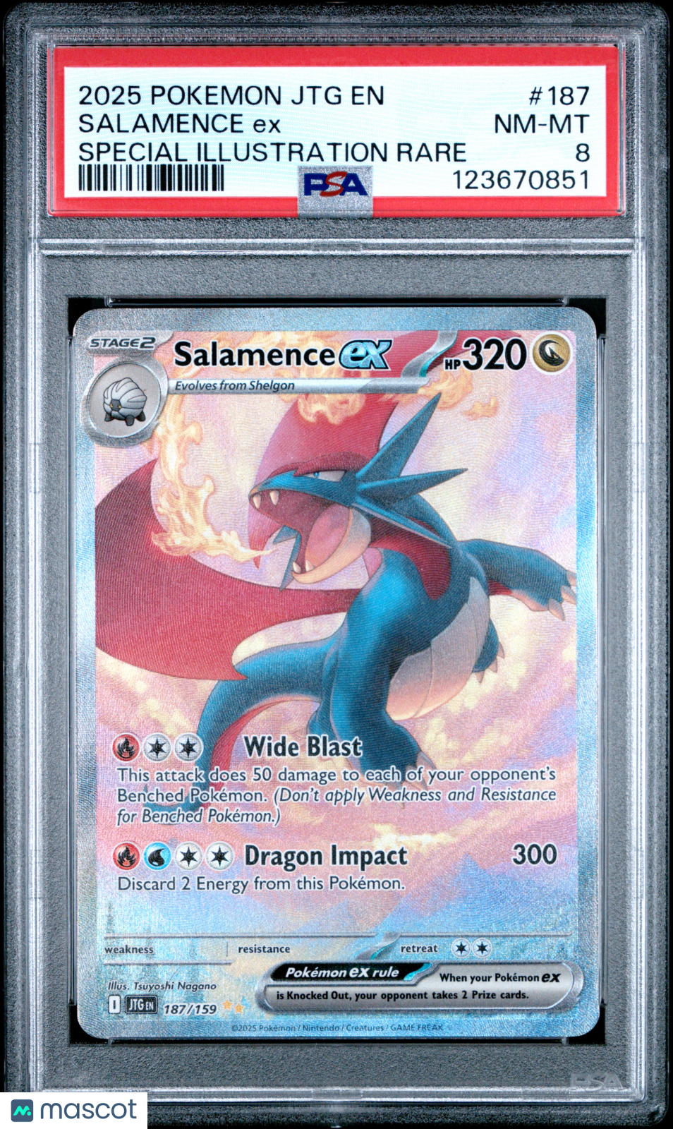 2025 Pokemon JTG EN-Journey Together Salamence EX #187 Special Illustration Rare PSA 8
