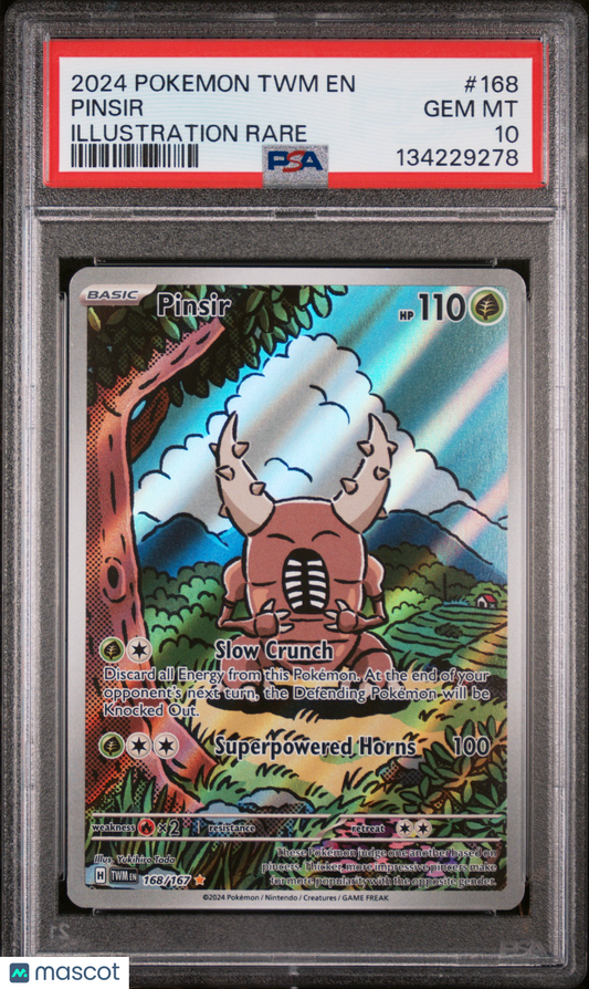 2024 Pokemon Twilight Masquerade Pinsir #168 Illustration Rare PSA 10