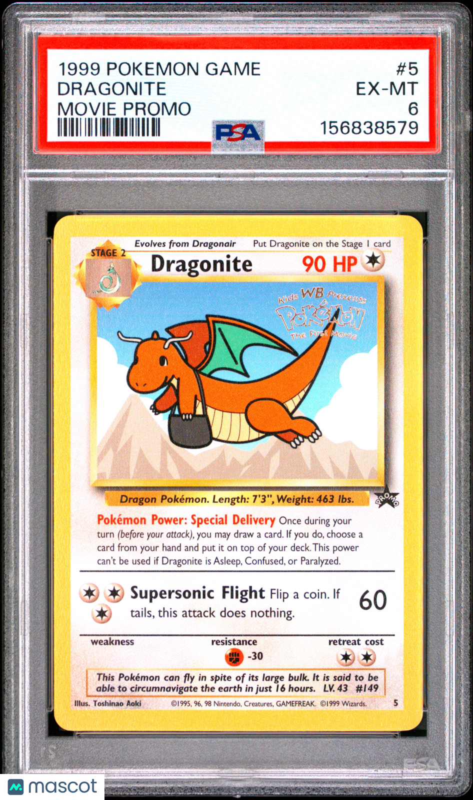 1999 Pokemon Game Movie Dragonite #5 PSA 6