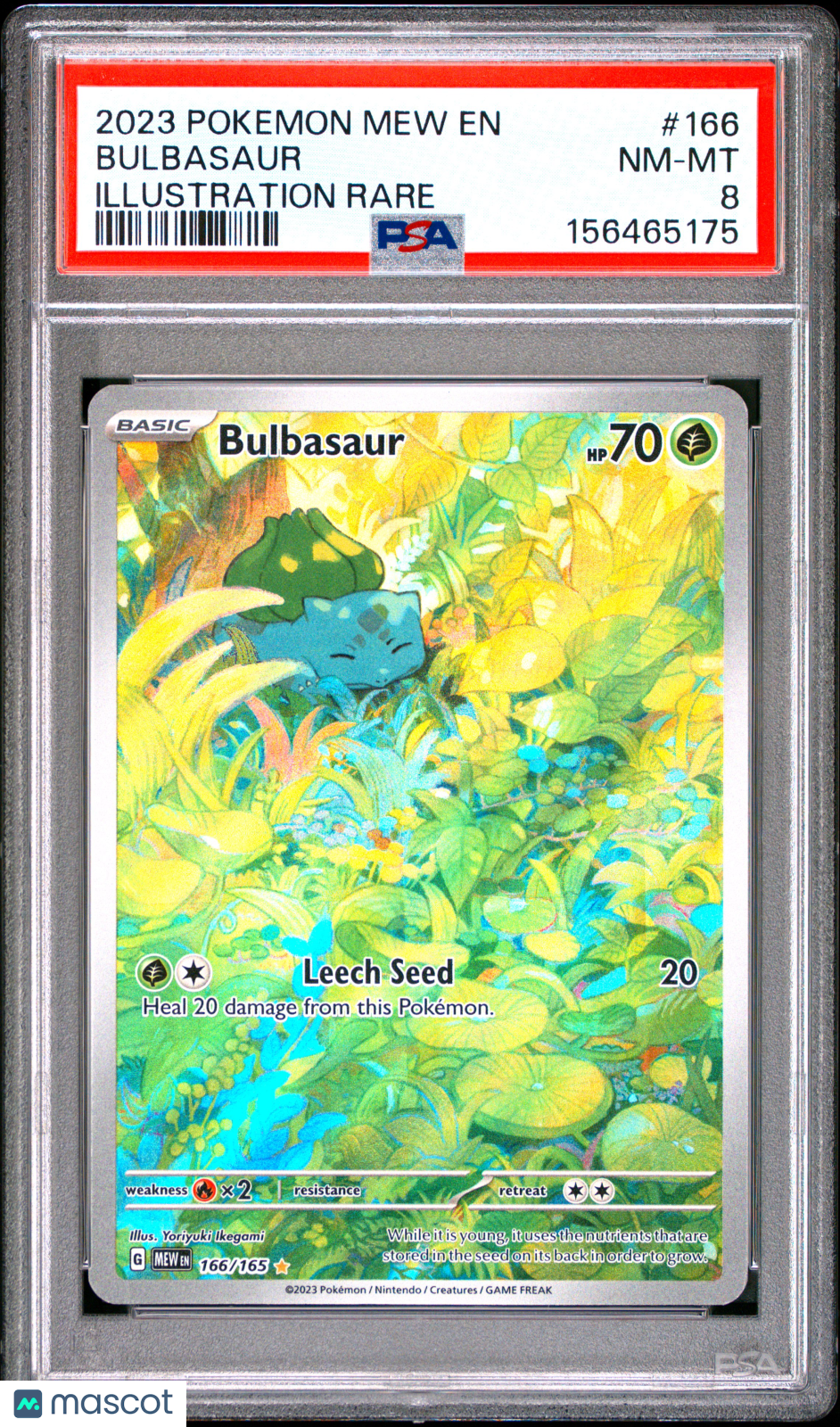 2023 Pokemon Mew EN-151 Bulbasaur #166 Illustration Rare PSA 8