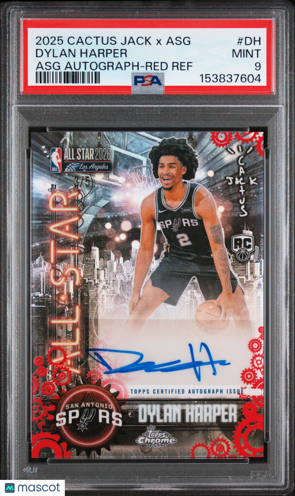 2025 Chrome Cactus Jack All-Star Game Auto Dylan Harper #DH Red PSA 9 Rookie /5