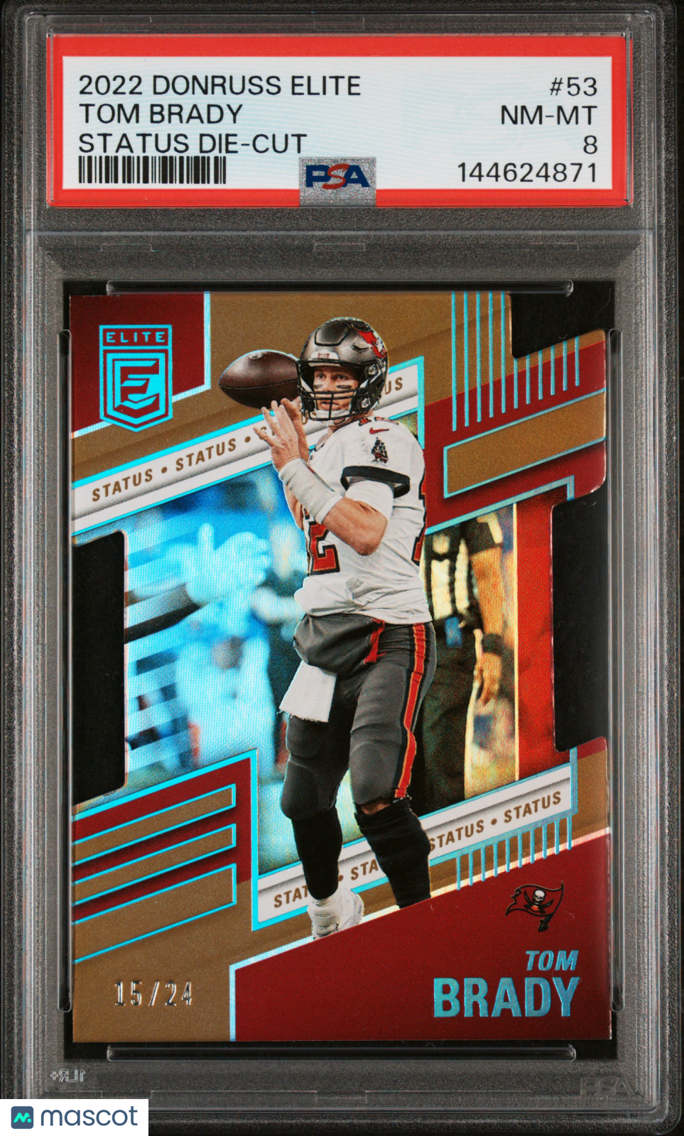 2022 Panini Donruss Elite Tom Brady #53 Status Die Cut PSA 8